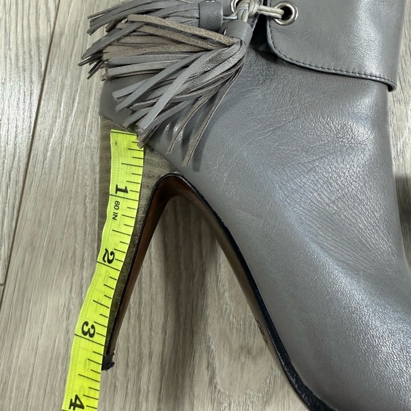 Coach Gray Leather Ankle Tassel Heeled Boots - Picture 7 of 14
